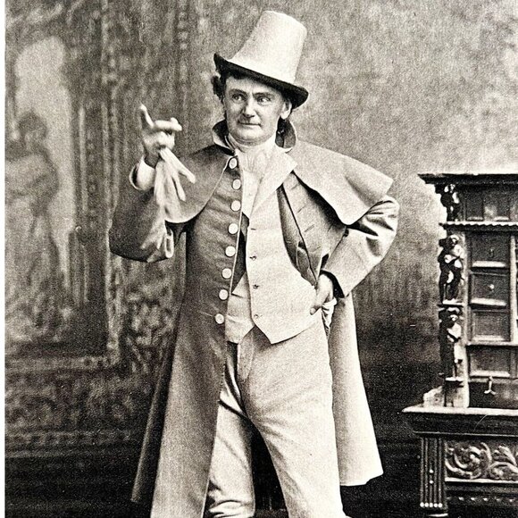 Joe Jefferson As Bob Acres Gravure From Real Photo Victorian 1894 Top Hat DWS11 - Picture 1 of 3